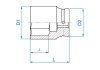 NASADKA DŁUGA UDAROWA 1 CALOWA 1-13/16 x 95mm, 6-kąt King Tony