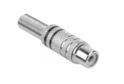 Gniazdo RCA nikiel 2 paski na kabel czarne