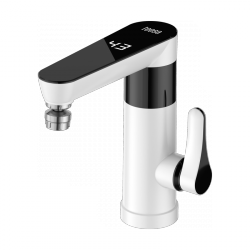 Przepływowy podgrzewacz wody - bateria stojąca biała