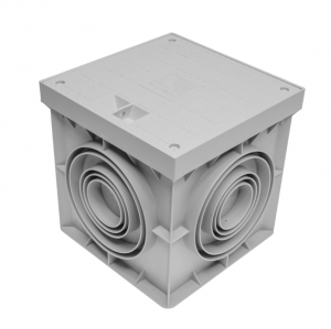 Studzienka gruntowa, kontrolno-pomiarowa, mała, z pokrywą, 196x196x198, szara, IP40, R.8170P, Pawbol