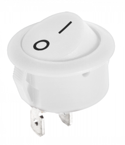 Złącze przełącznik kołyskowy okrągły R5 0-1 biały 6A/250V LX3049B 