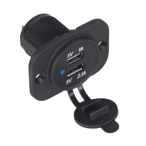 Ładowarka samochodowa USB 12/24V 1A+2.1A montażowa LXG526