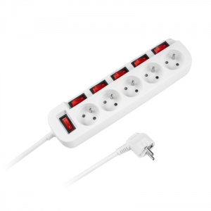 Przedłuzacz sieciowy Rebel z 6 wyłącznikami 5 gniazd- 1.5m