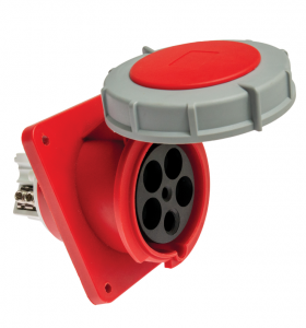 Gniazdo tablicowe skośne, 125A/5P, 400V, czerwone, IP67, B.1910, Pawbol