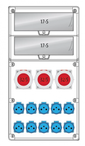 Rozdzielnica R-BOX 740 34S: 3x32A/5P, 10x250V, 400V, IP65, B.18.740-5_IP65, Pawbol