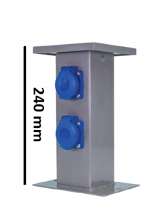 Słupek ogrodowy mały: 2x250V, 250V, aluminiowy, szary, IP44, B.18.MS01S, Pawbol