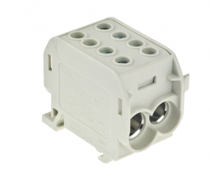 Blok rozdzielczy 1-torowy, Al/Cu 1x70mm2 / 2x50mm2, 300A, 1kV, szary, E.4163/SZ, Pawbol