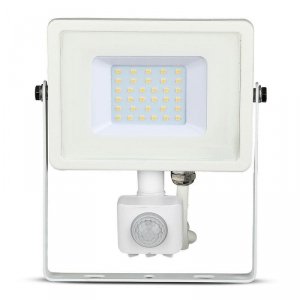 Projektor LED V-TAC 30W SAMSUNG CHIP Czujnik Ruchu Funkcja Cut-OFF Biały VT-30-S-W 6400K 2400lm 5 Lat Gwarancji