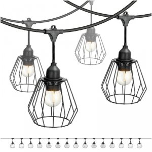 ZESTAW CRETE Girlanda ogrodowa 15m + kabel 5m + 15x klosz D1