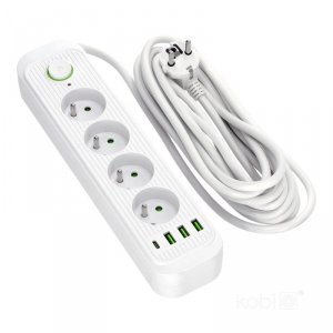 Przedłużacz CONNECTO 4gn+USB/5m/Zu+W/1,5mm biały Kobi Design