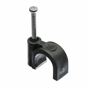 Uchwyt kablowy z gwoździem, fi10mm, okrągły, czarny, 100szt, H.7008C Pawbol