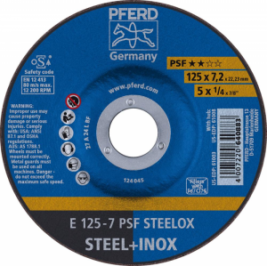Tarcza scierna do obr. zgrubnej, odsadzona PSFSTEELOX 125x7mm PFERD