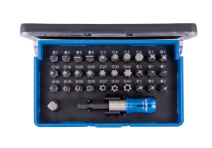 ZESTAW BITÓW 1/4 32cz. Z UCHWYTEM 7702-25 +753-63, PŁASKIE 3 - 6mm, PH1-PH3, PZ1- PZ3, HEX 3 - 6mm, TORX T10 -T40 King Ton