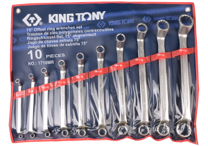 ZESTAW KLUCZY OCZKOWYCH ODGIĘTYCH 75° 10cz. 6 - 32mm, ETUI King Tony