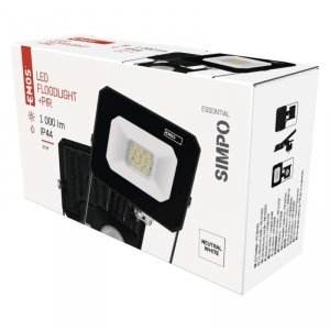 Naświetlacz LED SIMPO 10W, z czujn. PIR, czarny, neutralna biel