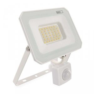 Naświetlacz LED SIMPO 30W, z czujn. PIR, biały, neutralna biel