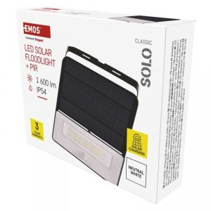 Naświetlacz LED Garden SOLO solarny z PIR, 1600 lm, neutralna biel