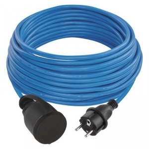 Przedłużacz mrozoodporny 20 m / 1 gniazdo / niebiesk / PVC / 230 V / 1,5 mm2