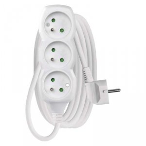 Przedłużacz 3 m / 3 gniazda / biały / PVC / 1,5 mm2