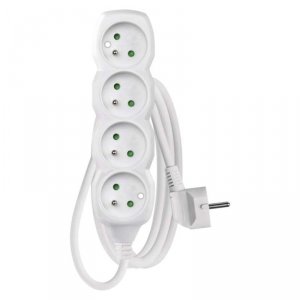Przedłużacz 1,5 m / 4 gniazda / biały / PVC / 1 mm2