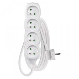 Przedłużacz 3 m / 4 gniazda / biały / PVC / 1 mm2
