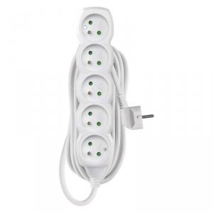 Przedłużacz 7 m / 5 gniazd / biały / PVC / 1 mm2