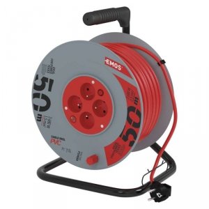 Przedłużacz bębnowy 50 m / 4 gniazda / z wyłącznikiem / czerwony / PVC / 230 V / 1,5 mm2