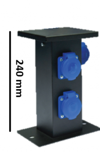 Słupek ogrodowy mały: 2x250V, 250V, aluminiowy, czarny, IP44, B.18.MS01C, Pawbol