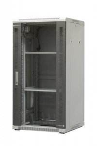 Szafa ramowa stojąca EmiterNet Top, 24U, drzwi przód blacha/szkło, 600x600x1180mm (szer./gł./wys.) (w zestawie: panel 2 wentylat