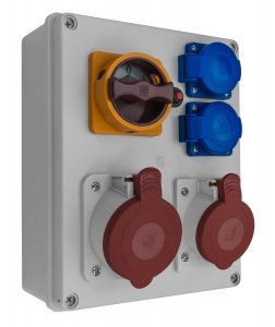 Rozdzielnica R-BOX 240, 1x32A/5p, 1x16A/5p, 2x250V, wyłącznik 0/1, IP44 (B.1094W)