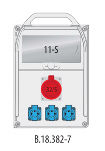 Rozdzielnica budowlana erbetka R-BOX 382 11S: 1x32A/5P, 3x250V,400V, IP44 B.18.382-7 Pawbol