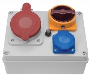 Rozdzielnica R-BOX 190, 1x32A/5p, 1x250V, wyłącznik 0/1, IP44 (B.1092W)