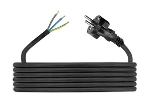 Przewód przyłączeniowy gumowy H05RR-F 3x2,5mm2 - 3m, wtyczka zalewana prosta uni-schuko, czarny, D.3505-3, Pawbol
