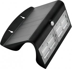 Solarna oprawa ścienna LED z czujnikiem ruchu, czarna, 6,8W, 4000K, 800lm, IP65, 3,7V/4 Ah Li-Ion (LSLBB7W)