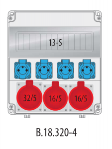 Rozdzielnica budowlana erbetka R-BOX LUX 320 13S: 1x32A/5P, 2x16A/5P, 4x250V, 400V, IP44 B.18.320-4 Pawbol