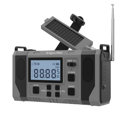 Radio solarne, przenośne radio awaryjne SOS, powerbank 10000mAh, latarka, dynamo, Kruger&Matz