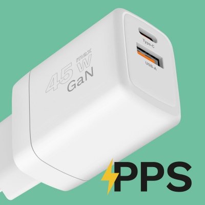 Ładowarka sieciowa Kruger&amp;Matz 45 W GaN z funkcją Power Delivery i Quick Charge