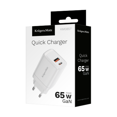 Ładowarka sieciowa Kruger&amp;Matz 65 W GaN z funkcją Power Delivery i Quick Charge