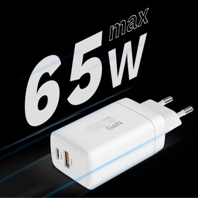 Ładowarka sieciowa Kruger&amp;Matz 65 W GaN z funkcją Power Delivery i Quick Charge