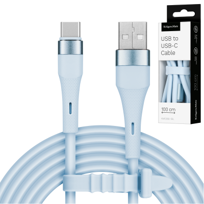 Kabel USB - USB typu C 1 m silikonowy niebieski Kruger&amp;Matz Basic