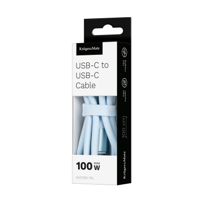 Kabel USB typu C - USB typu C 100 W 1 m silikonowy niebieski Kruger&amp;Matz Basic