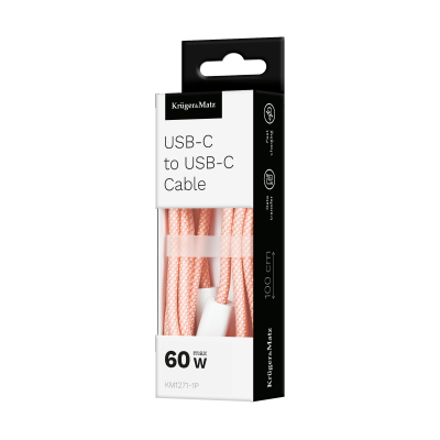 Kabel USB typu C - USB typu C 60 W 1 m różowy Kruger&amp;Matz Basic