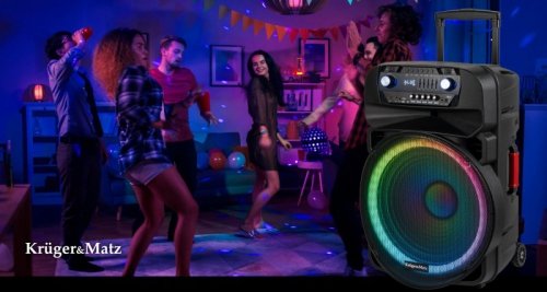 Aktywna kolumna głośnikowa (z 2 mikrofonami bezprzewodowymi UHF, SD, Bluetooth, FM, USB, LED) 60 Watt