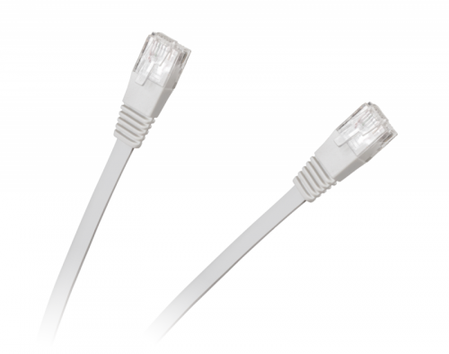 Patchcord płaski UTP 8c wtyk-wtyk 5.0m CCA biały  cat.6e