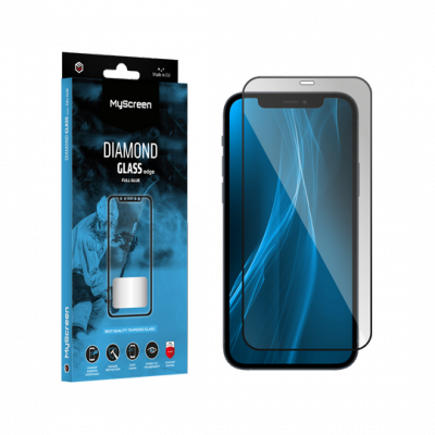 Szkło ochronne MyScreen DIAMOND GLASS LITE edge FULL GLUE czarne Apple iPhone 12/12 Pro 6.1&quot;