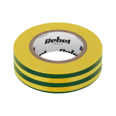 Taśma izolacyjna klejąca REBEL (0,13 mm x 19 mm x 20 yd) żółto-zielona