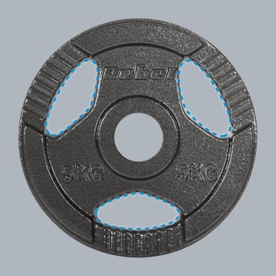 Obciążenie żeliwne olimpijskie zestaw 4x5kg, otwór 51mm, talerz z uchwytami, REBEL ACTIVE