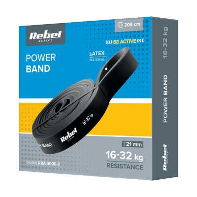 Guma do ćwiczeń lateksowa - Power Band PL-3, czarna 16-32 kg  REBEL ACTIVE