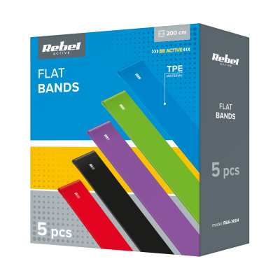 Zestaw gum do ćwiczeń TPE 2m - Flat Band Ls-1, 1,5-11,5 kg, 5 gum, REBEL ACTIVE