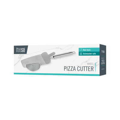 Nóż do pizzy z tarczą tnącą, zębami tnącymi brzegi oraz łopatką z zaciskiem
